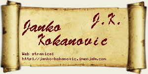 Janko Kokanović vizit kartica